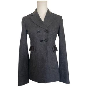 Hugo Boss Brown Double Breasted Riding Jacket/Blazer/Leather Trim. Size 0.